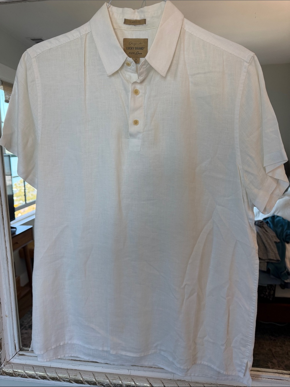 Lucky Brand Linen Men's White Polo Shirt